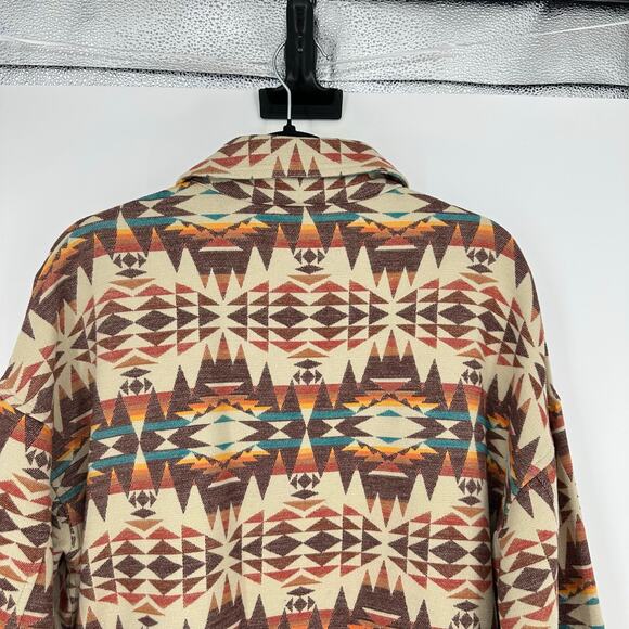 Pendleton Womens M Oversized Doublesoft Shirt Jacket Aztec Southwestern Boho - Picture 9 of 12